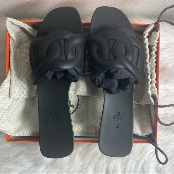 Hermes Aloha Sandals in Noir Size 40/US 10 - Picture 6 of 12